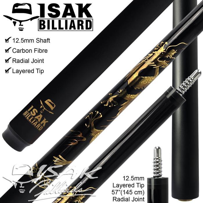 ISAK Billiard Carbon Cue - Radial Dragon Logo Low Deflection Stick Billiard