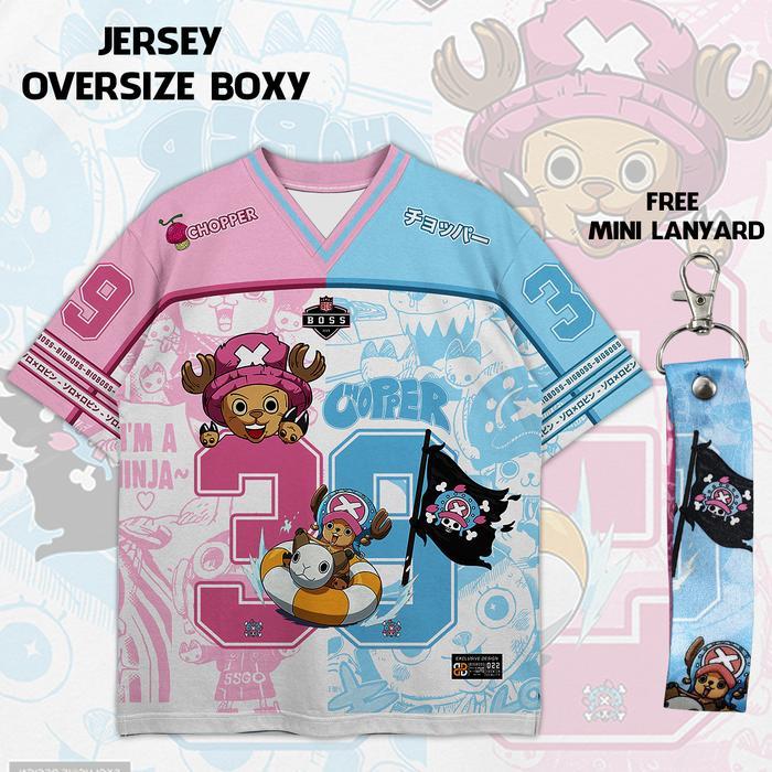 (Gratis Lanyard, Stiker) BIGBOSS Baju Jersey Anime One Piece Unisex Oversize Boxy Pria 022 Chopper