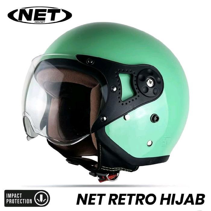 Net - Helm Bogo Retro Hijab Premium Dewasa Sni Pria Wanita Untuk Wanita Berhijab Berkualitas