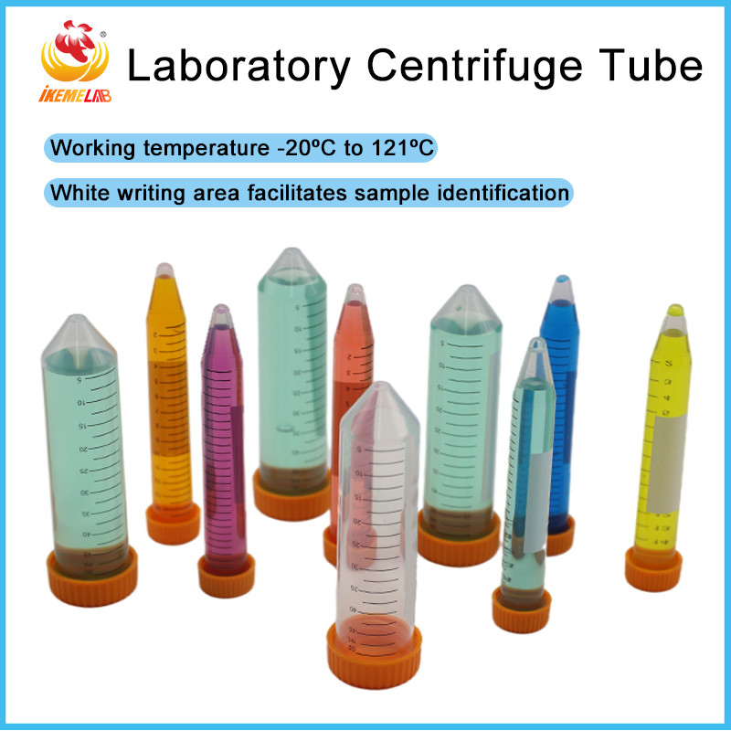 IKEME 25pcs Plastic Centrifuge Tube 15/50ml Pcr Prp Transparent Plastic Tube Screw Cap Culet Test Tu