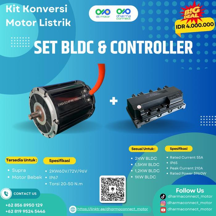 Set Dinamo BLDC Mid Drive Type Sprocket 2000W dan Controller EM80