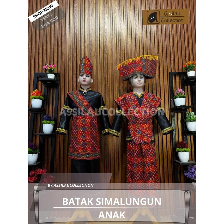 Baju Adat Anak Batak Simalungun Satuan (Laki/Cewek) Pakaian Aksesoris