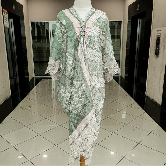 Kaftan Batik Viscose Motif Lace Wanita, Bahan Berkilau, Nyaman Dipakai, Panjang 98-112Cm - Cantik,