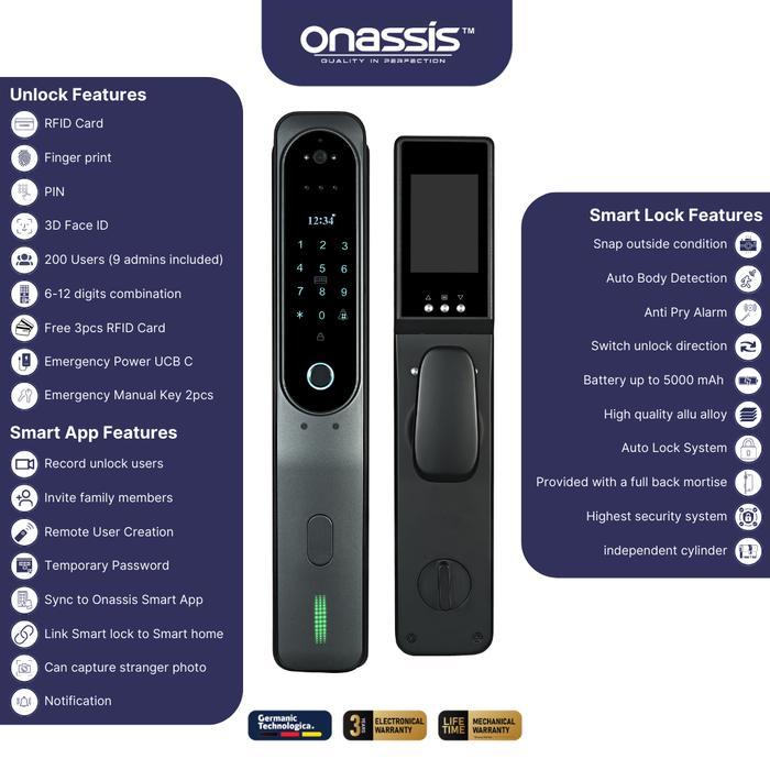 ONASSIS SMART LOCK K12 PRO 3D FACE RECOGNITION