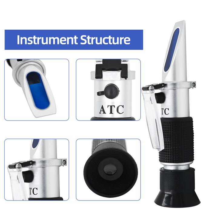 Refractometer Beer Wort Wine Brix Refractometer Atc Sg 1.000-1.130 & Brix 0-32%, For Refractometer