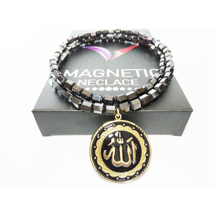 VeE 1 Set Tasbih Kalung Gelang Magnet Tabung Cutting Liontin Ukir Tauhid Lafadz Allah Asli Korea