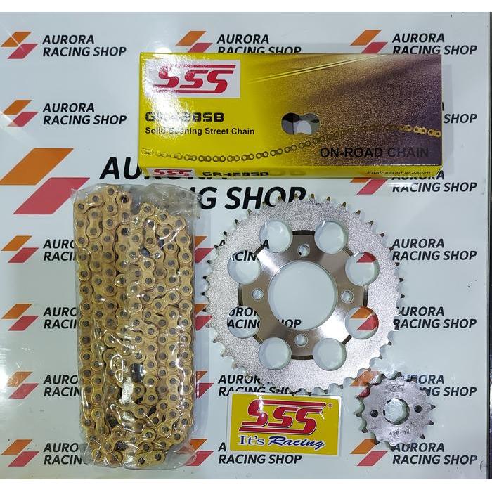 Gear Set Sss 428 Supra X 100 - Grand - Legenda - Supra Fit Lama - Astrea - Win & Rantai Sss 428 Sb