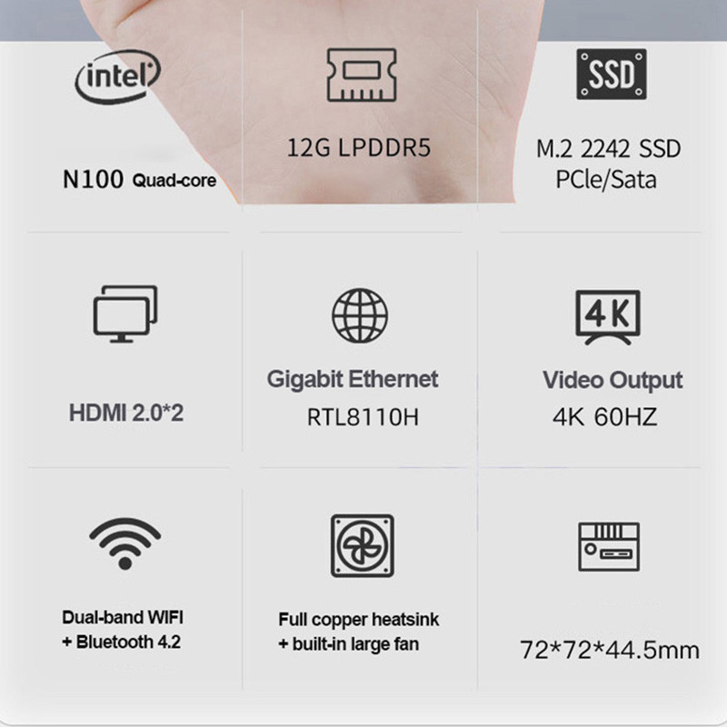 MOREFINE M6S N100 DDR5 Mini PC Intel 12G 256GB/512GB Windows 11 pro Portable Gaming Computer 4K 60Hz