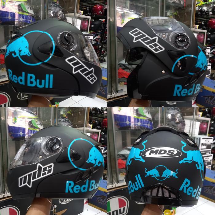 HELM MDS PRO RIDER BLACK DOFF RED BULL BLUEMDS MODULAR