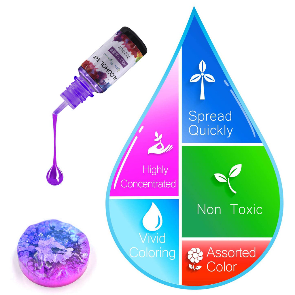 10ml/15ml Art Ink Alcohol Resin Pigment Liquid Colorant Dye Ink Diffusion For UV Epoxy Resin DIY Jew
