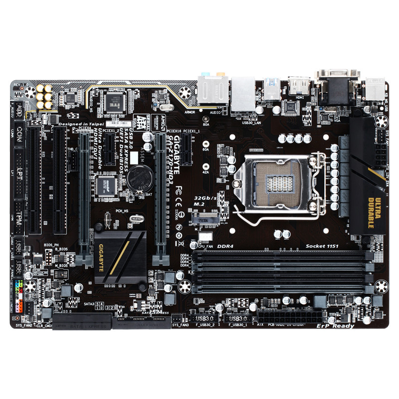 Gigabyte GA-Z170-HD3 Original Motherboard Z170 Socket LGA 1151 DDR4 Support I7 6700K