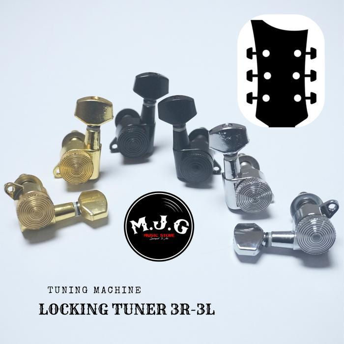 Dryer Puteran Tuning Pegs Kunci Locking Gitar Elektrik 3R 3L Les Paul Sg Style Chrome Black Gold