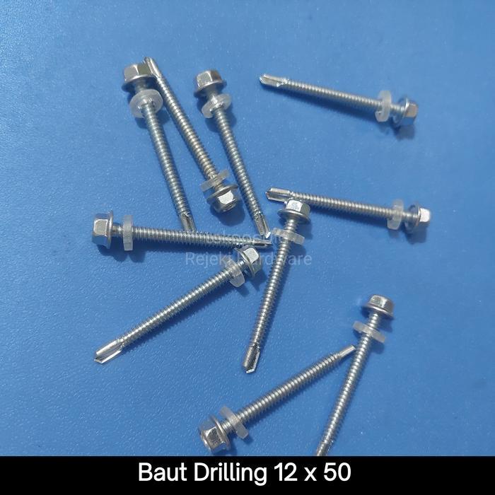 Baut Drilling 5 cm 12 x 50 SDS baut baja ringan driling galvalum