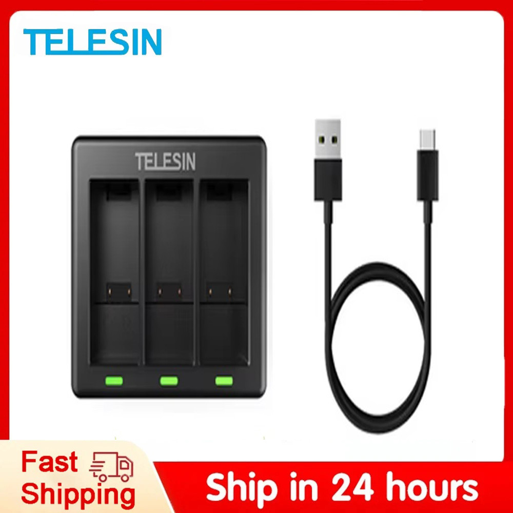 Telesin 3 Ways Battery Charger For Gopro 9 10 11 Led Light Charging For Gopro Hero Black 11 10 9