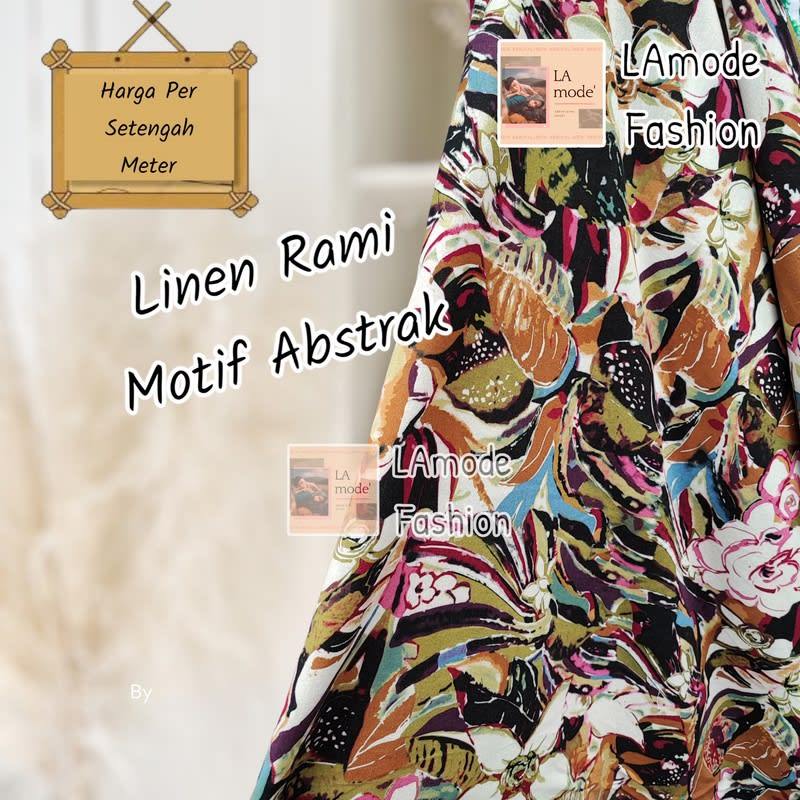 Kain Linen Rami Motif Abstrak