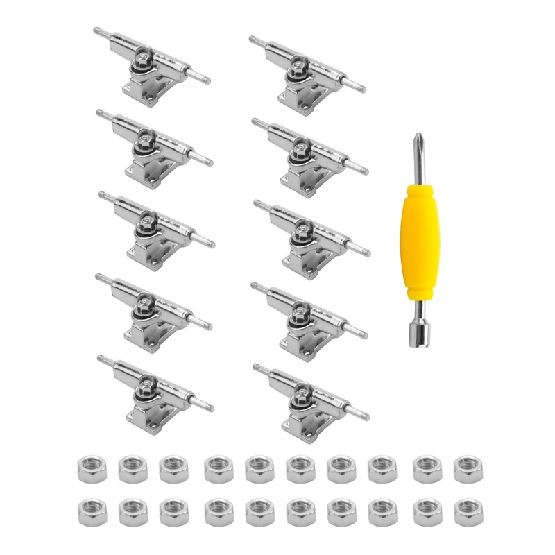 10 Pcs 29Mm Fingerboard Trucks Finger Skateboard Deck With Nuts With Spanner Screwdriver For Finger 