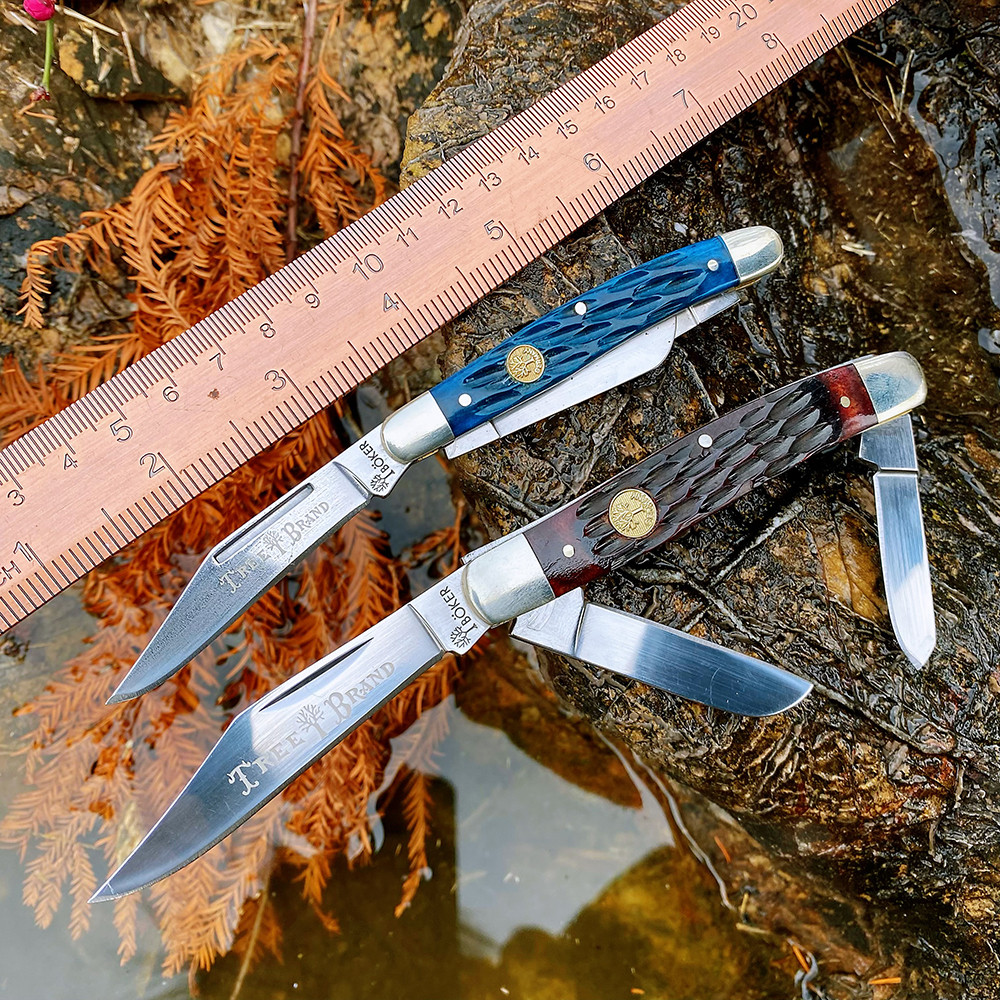 Watchman Trapper Knives Pocket Three Blades Slip Joint Folding Knife Classic Bone Grips Mirror