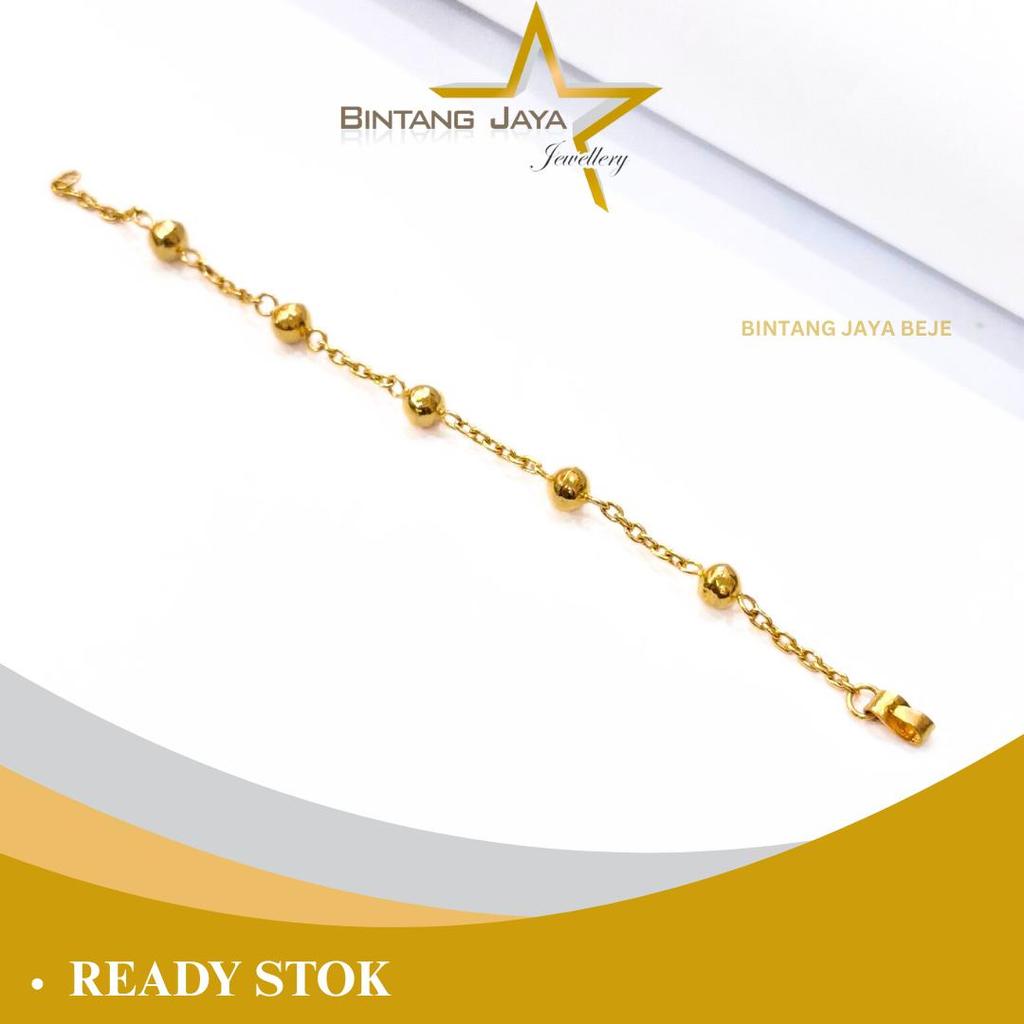 Gelang Emas Asli - Model Merica Segi Kait S Love - Kadar (LM99) - Berat 5gr - Panjang 19cm - Kilau H