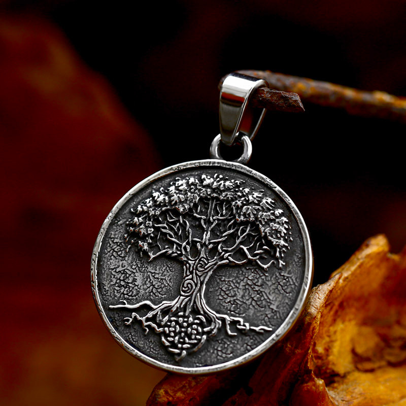 Nordic Yggdrasil Tree of Life Pendant Necklace Stainless Steel Men Vintage Viking Necklace