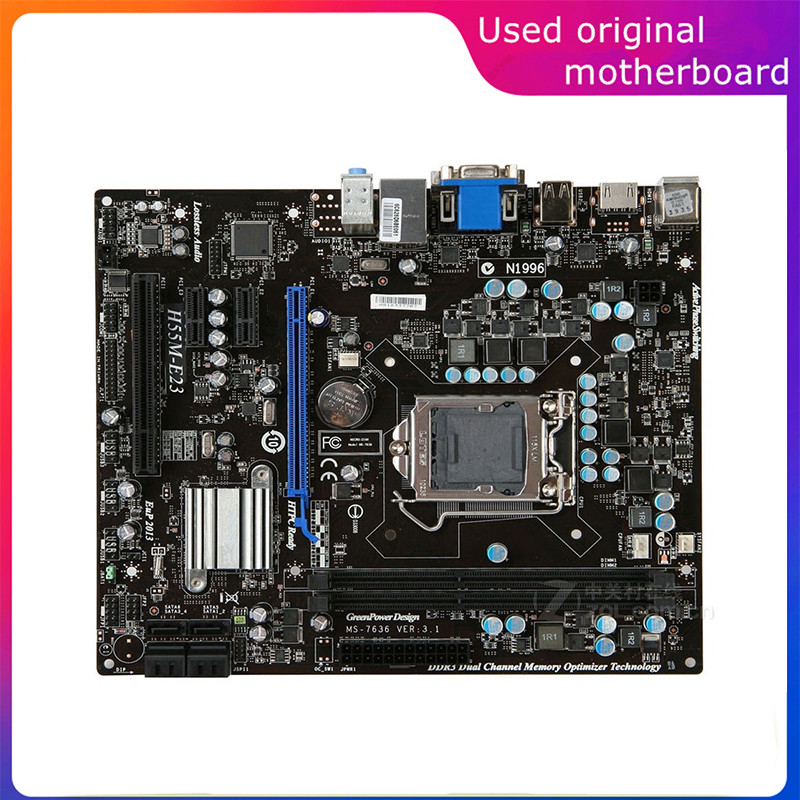 Used LGA 1156 For Intel H55 H55M-E23 M-ATX Computer USB2.0 SATA2 Motherboard DDR3 8G Desktop Mainboa