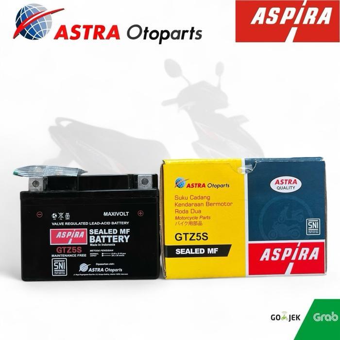 AKI MOTOR ASPIRA GTZ5S MF ORI ASTRA HONDA VARIO KARBU, VARIO 110 FI, BEAT KARBU, BEAT ESP, BLADE,