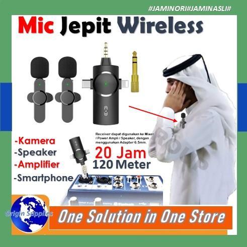 rendalens - Mic Lavalier Wireless Clip-On untuk Pidato, Tourguide, dan Imam