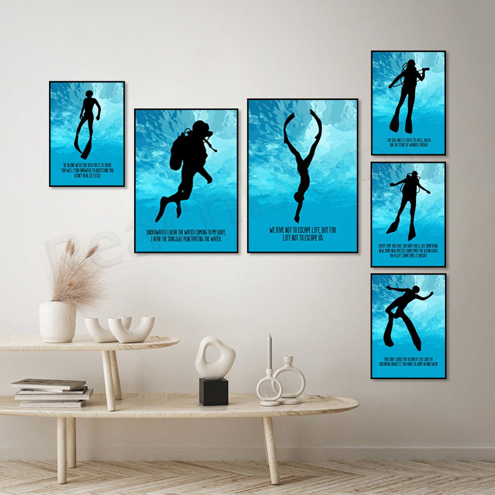 Scuba Diving Poster, Gift for Scuba Diving Lovers, Ocean Wall Art, Scuba Diving Inspirational Home