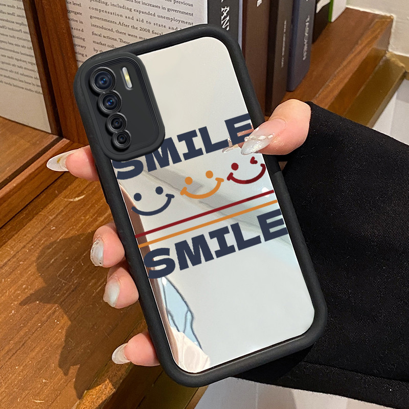 Casing Hp OPPO A91 OPPO F15 OPPO Reno 3 Case HP Casing pola tas emosi berwarna Kartun Kasing cermin 