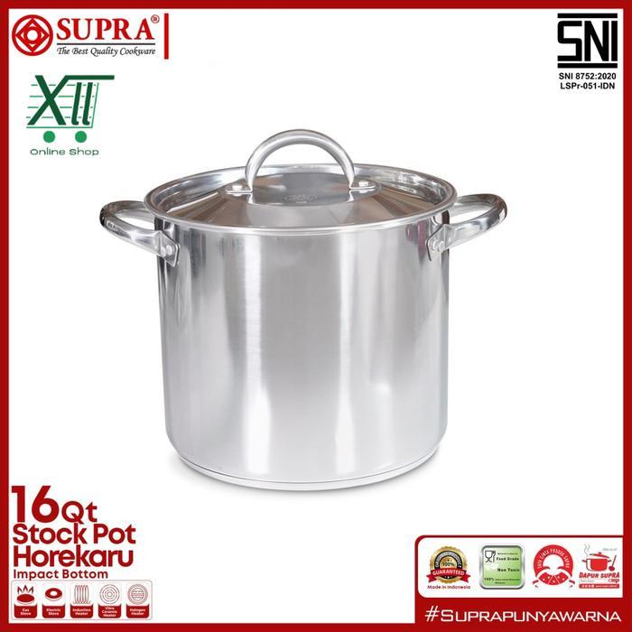 SUPRA HOREKARU STOCKPOT 16 QT Panci Stock Pot Professional Double Bottom Stainless Steel 15 Liter