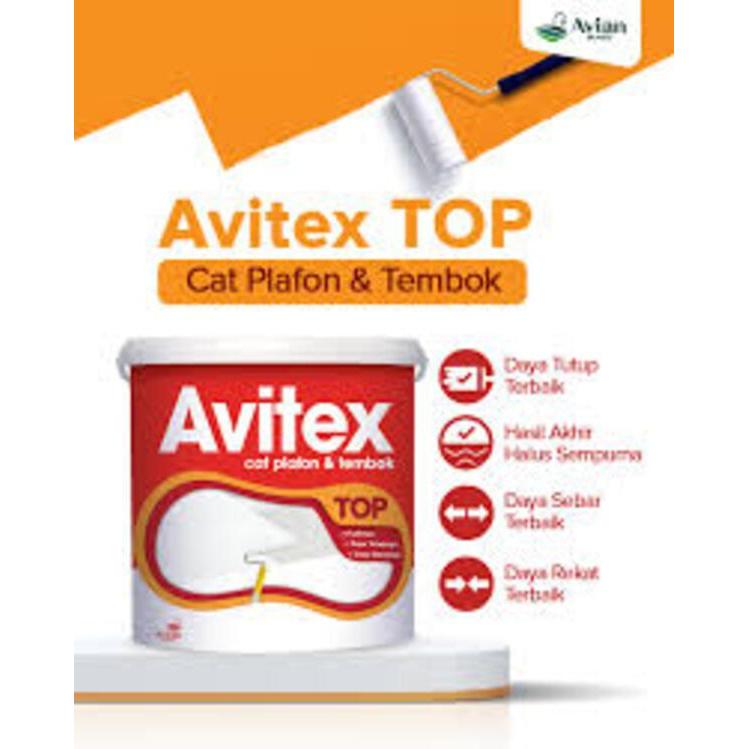 TERLARIS CAT PLAFON DAN TEMBOK AVITEX TOP 5KG,CAT AVITEX TEMBOK DAN PLAFON 5KH WARNA PUTIH PAINT