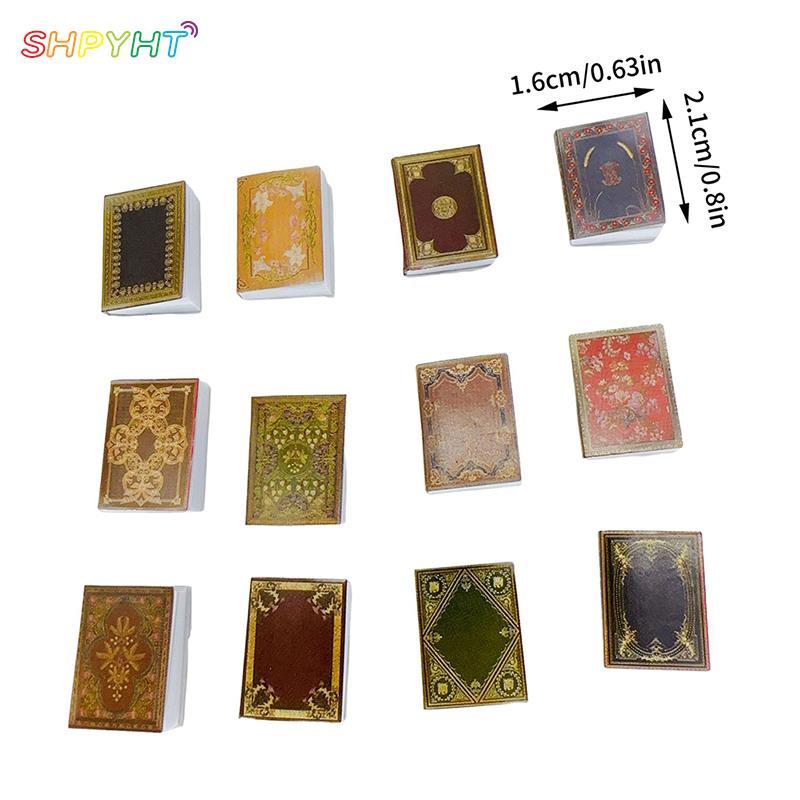 12Pcs/SET Miniature Book  1:12 Dollhouse Miniature Book Model Notebook Pretend Play Doll House Decor