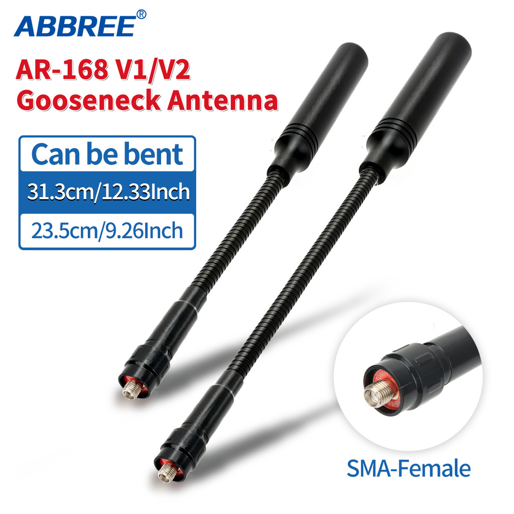 Abbree Ar-168 Gooseneck Antenna Sma-Female Dual Band High Gain Tactical Antenna For Baofeng Walkie