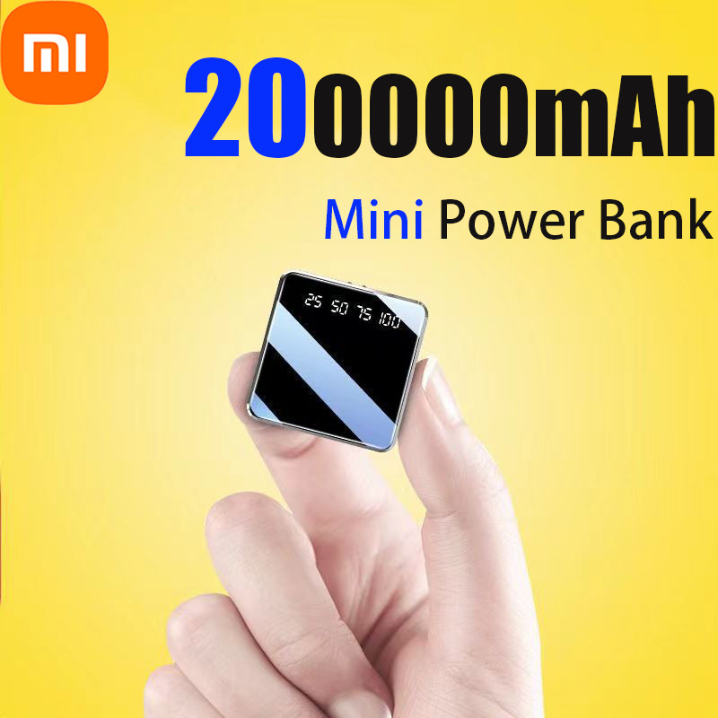 200000Mah Power Bank Portable Charger Mirror Screen Led Digital Powerbank External Battery For