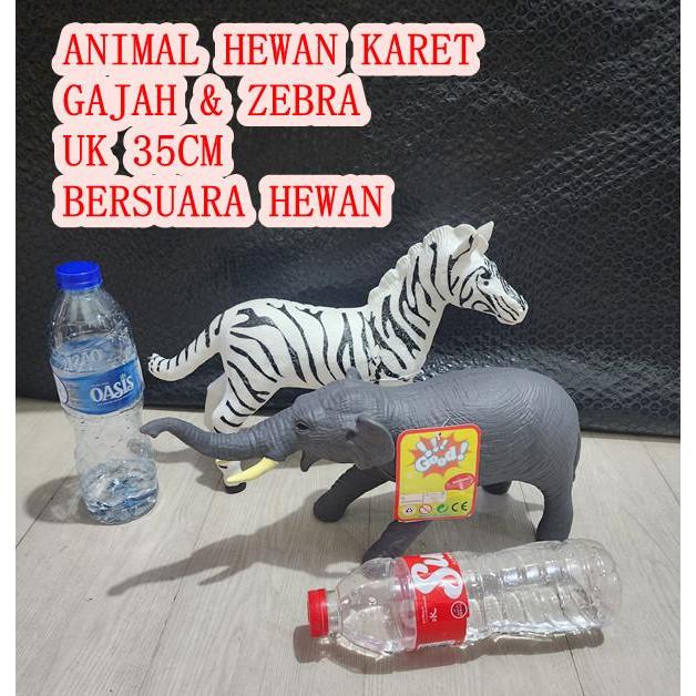 Mainan Animal Hewan Gajah Karet Besar Zebra