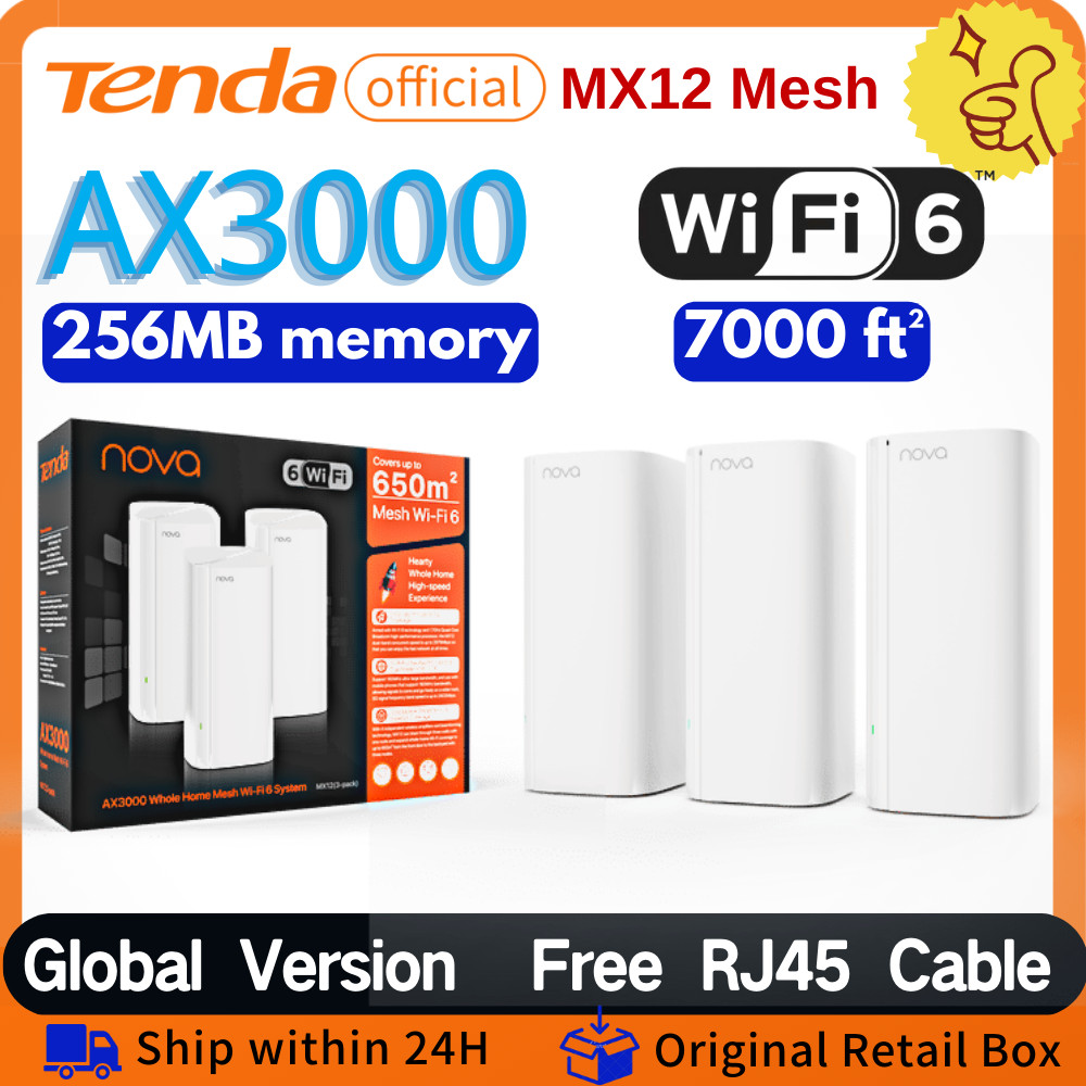 Wifi6 Ax3000 Mesh Wifi Router Tenda Mx12 2.4Ghz 5Ghz Full Gigabit Wireless Repeater Ax3000 Network