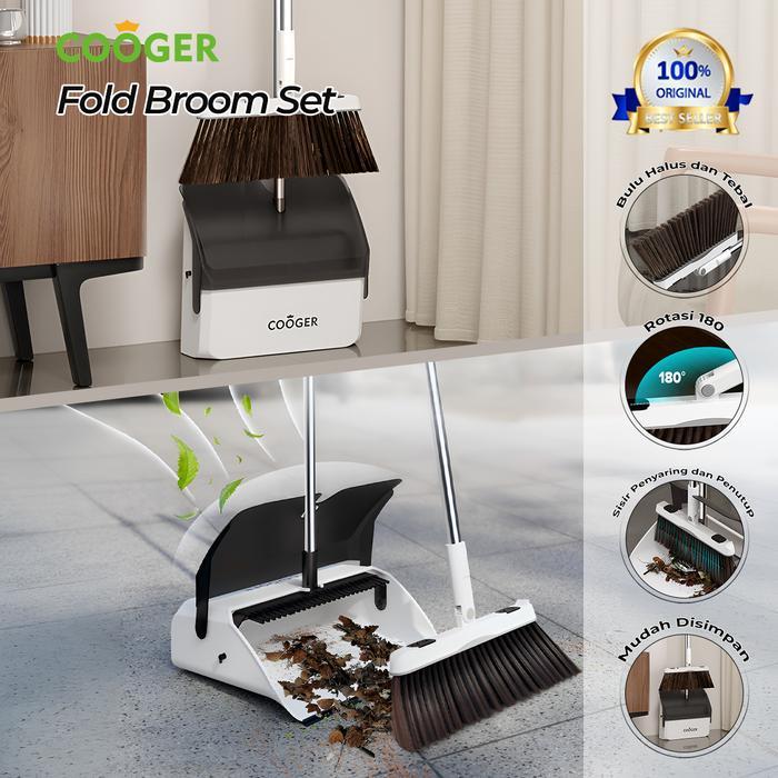 COOGER Sapu Lantai Alat Pembersih Lantai Sapu Pengki Set Kuat Ringan Tidak Mudah Rontok