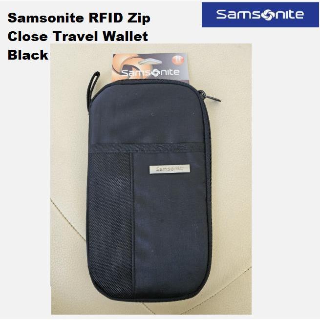 Travel Wallet Pouch Tas kecil wallet Dompet untuk Pria Wanita Samsonite RFID Zip Close Travel Wallet