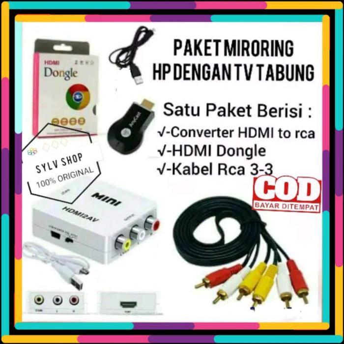 PAKET ANYCAST DONGLE HDMI UNTUK TV TABUNG WIRELESSS MIRORRING DONGLE DOGLEE