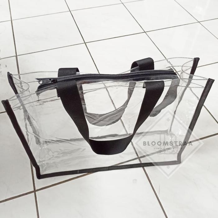 l670- Tas Mika Transparan Resleting Tas Souvenir Transparant Zipper Tote Bag