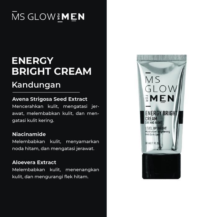z3kl- Ms Glow For Men Skincare Cowok Original Energy Bright Cream Pria Wajah Kosmetik Laki