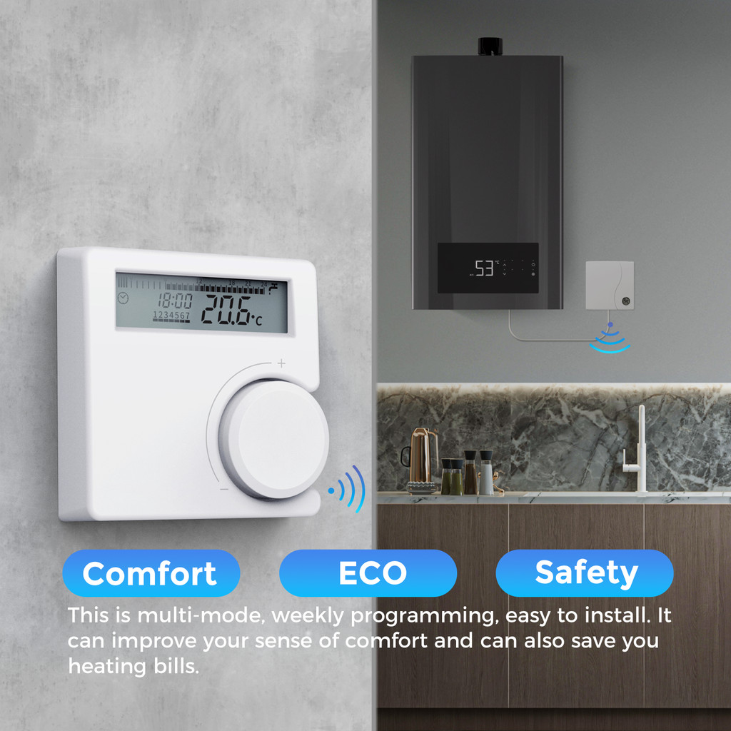 Opentherm Wireless Room Thermostat For Gas Boiler Low Power Battery Thermostat Boiler Digital