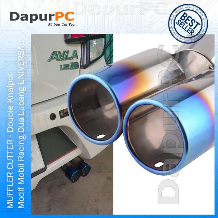Muffler Cutter Double Knalpot Mobil Modif Racing Dua Lubang Tailpipe