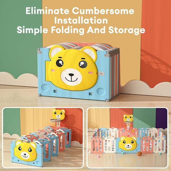 Playpen Pagar Bayi Pagar Permainan Plastik Melipat Pagar Anak Tempat Bermain Bola