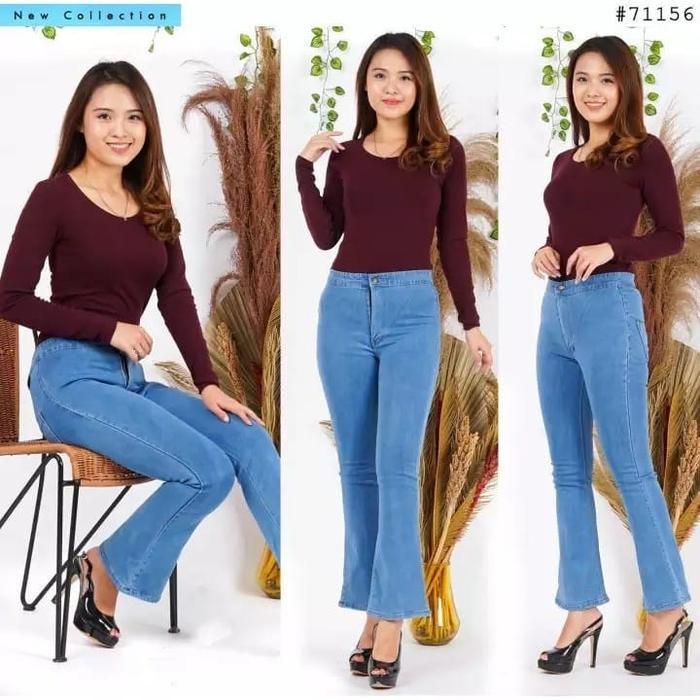 Celana Cutbray Jeans Snow Highweist Cutbray Rawis Snow Terbaru Bahan Jeans Streach Tebal