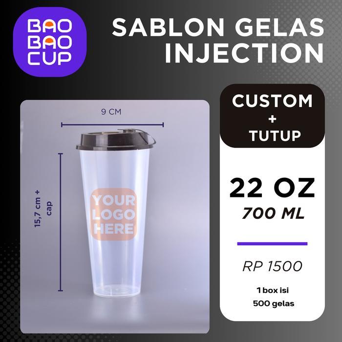 Sablon Cup Injection 22 oz/700ml Cup + Lid Best Price