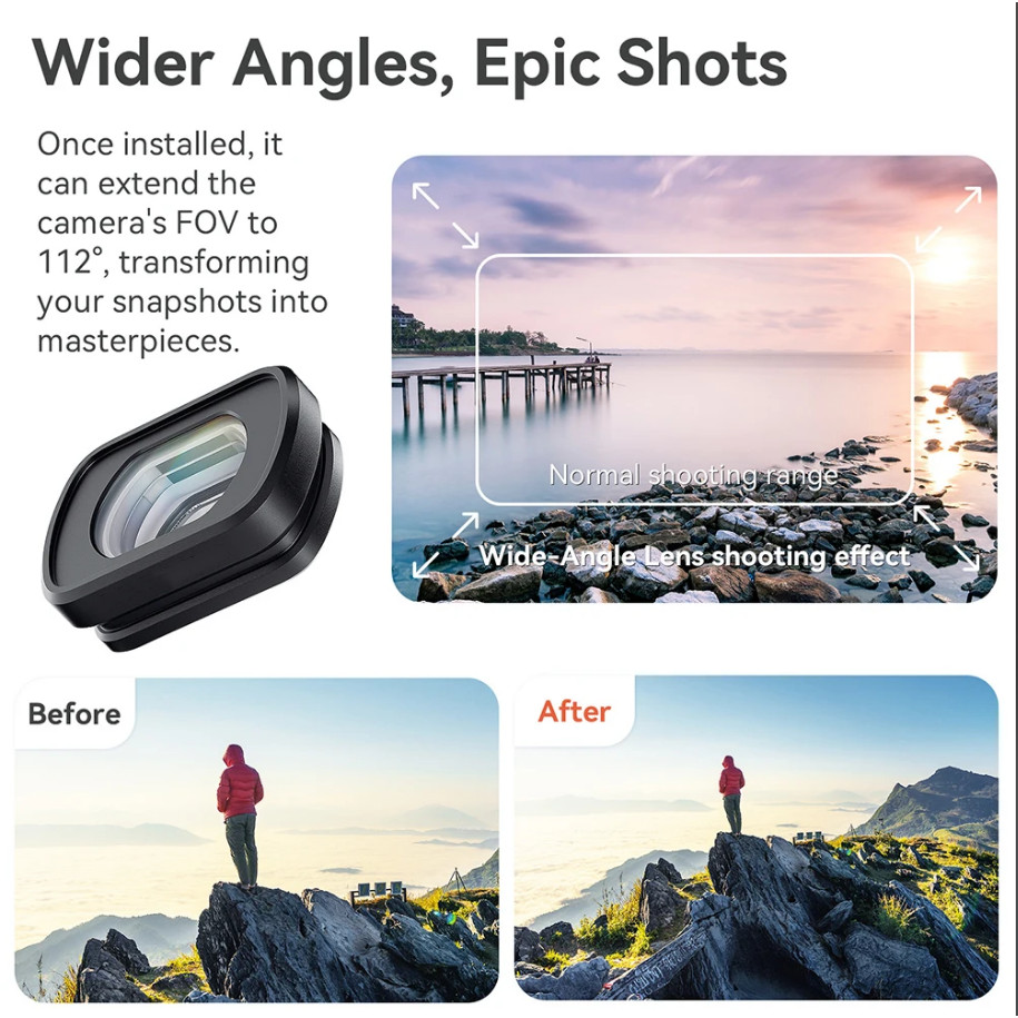 Lens For DJI Osmo Pocket 3 Magnetic Wide Angle Lens /Macro Lens Optical Glass Wide-angle Filter