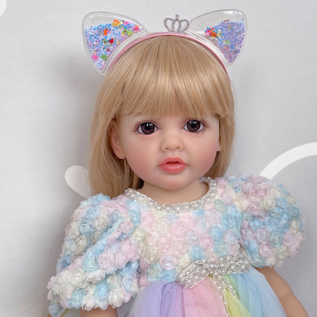 22inch Betty Newborn Full body Silicone Vinyl Reborn Lifelike Toddler Stand Girl Doll Princess with 