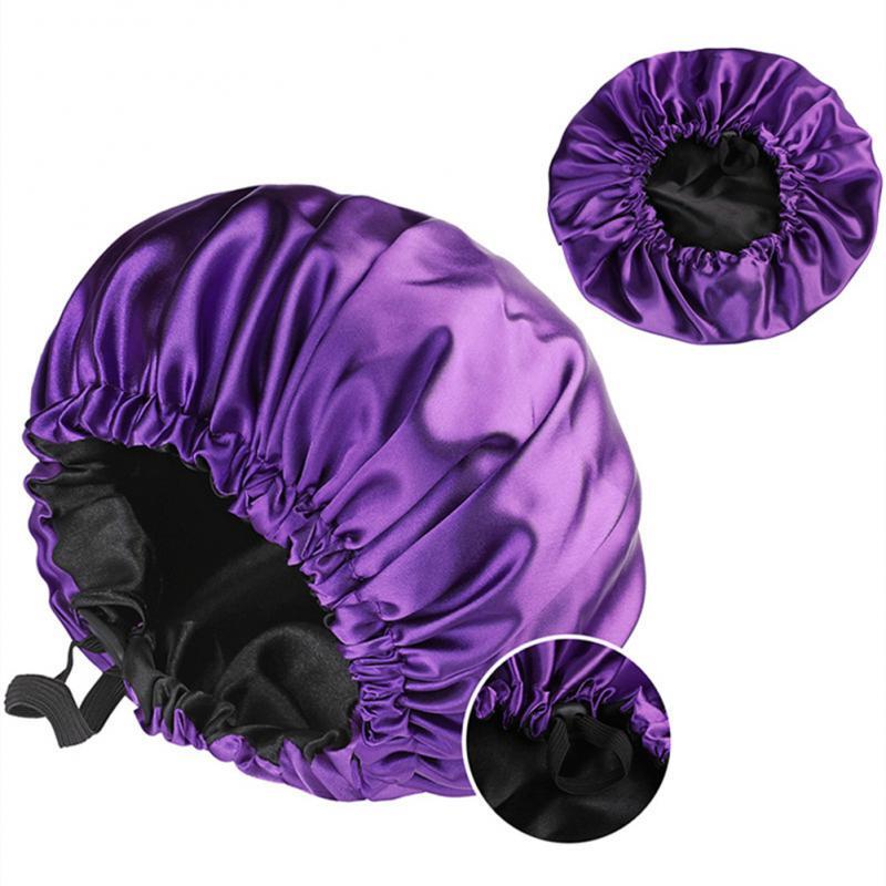 Home Sleep Night Cap Adjust Women Satin Bonnet Silk Hair Care Cap New Imitation Silk Shower Cap For 