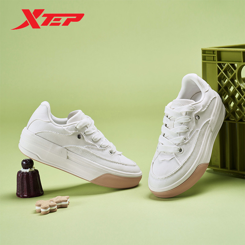Xtep Platform Skateboarding Shoes For Women 2024 Autumm Comfortable Sports Shoes Jogging Fashion