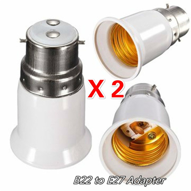 2 Pcs Light Bulb Adaptor Bayonet B22 To Edison Screw E27 Lamp Converter Holder Light Adapter Lamp